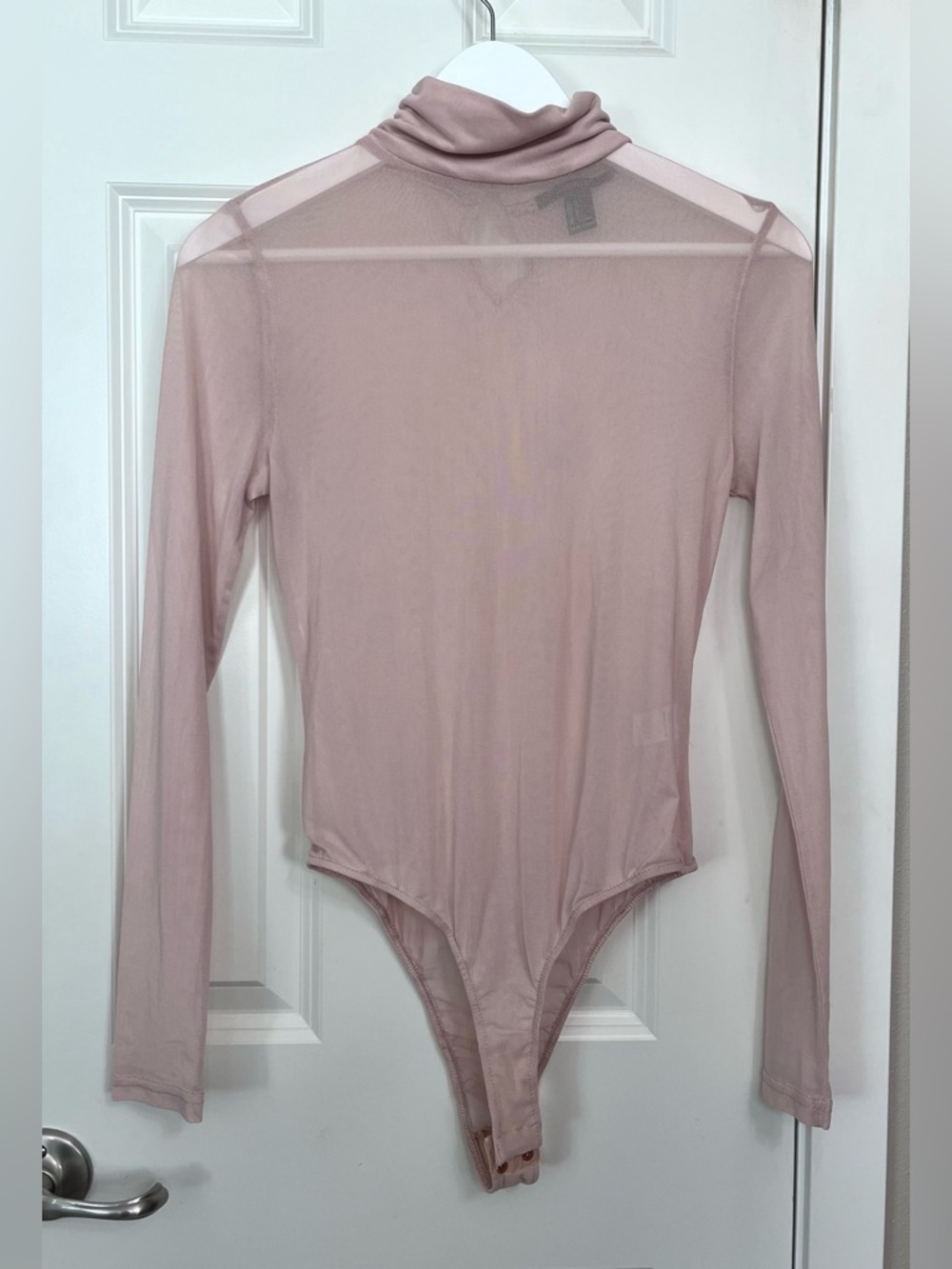 Forever 21 Sheer Long-Sleeve Turtleneck Bodysuit in Dusty Rose NWOT